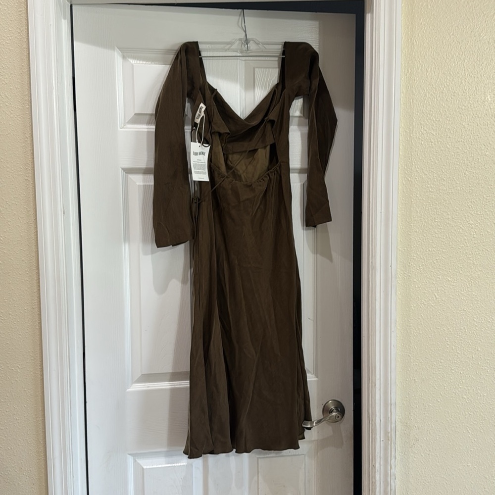 Djerf Avenue Dresm Dress Long Sleeve Mocha Sz S NWT - Picture 7 of 11